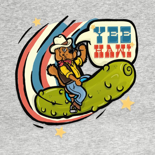YEE HAW! - weird funny retro cowboy dog rodeo by toruandmidori